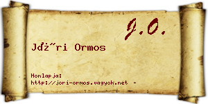 Jóri Ormos névjegykártya